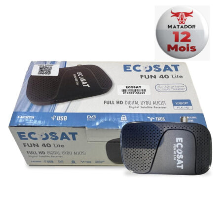 Récepteur ECOSAT FUN 40 Lite Full HD avec 12 Mois MATADOR + 12 Mois FUNCAM + 12 Mois Appolo
