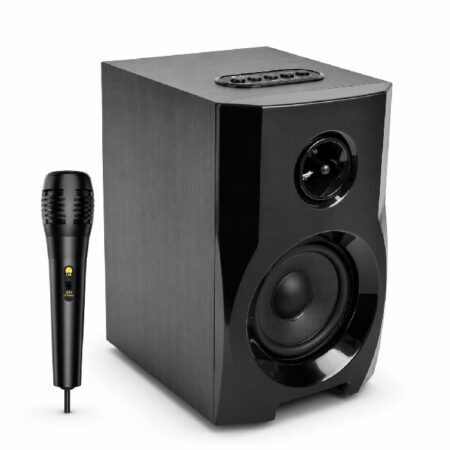 Haut-Parleur Bluetooth en Bois SING-E JQS-401 RGB 18W Style Bazooka avec Micro