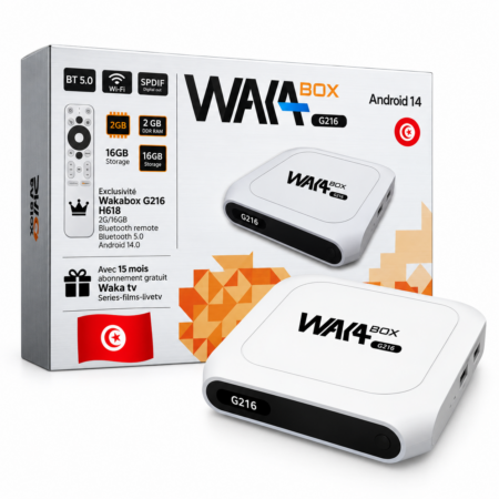 Box Android WAKA BOX G216 + 15 Mois WAKA + Télécommande Bluetooth