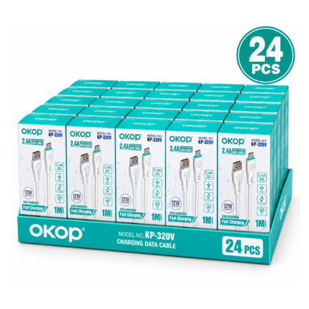 Lot 24 pièces de Câble USB-A vers Micro-USB OKOP KP-320V – High-Speed Data Cable