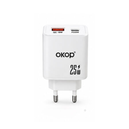 Chargeur Secteur Rapide OKOP KP-511 25W USB-A + USB-C QC3.0