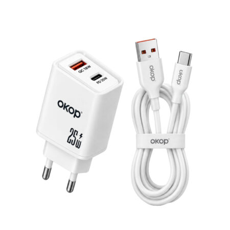 Kit Chargeur Rapide OKOP KP-511AC 25W USB-A + USB-C