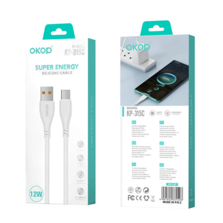 Câble USB-A vers USB-C OKOP KP-315C – 6A Charge & Data 1m